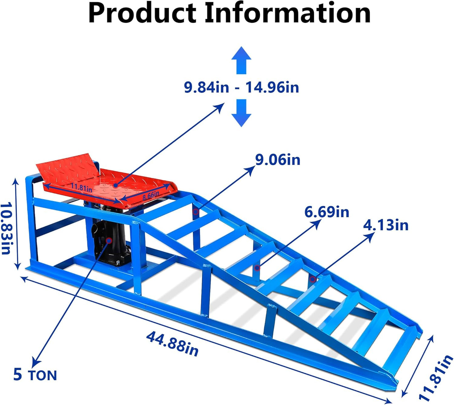 2PCS 5T Hydraulic Car Ramps, 11060lbs Heavy Duty Lift Set