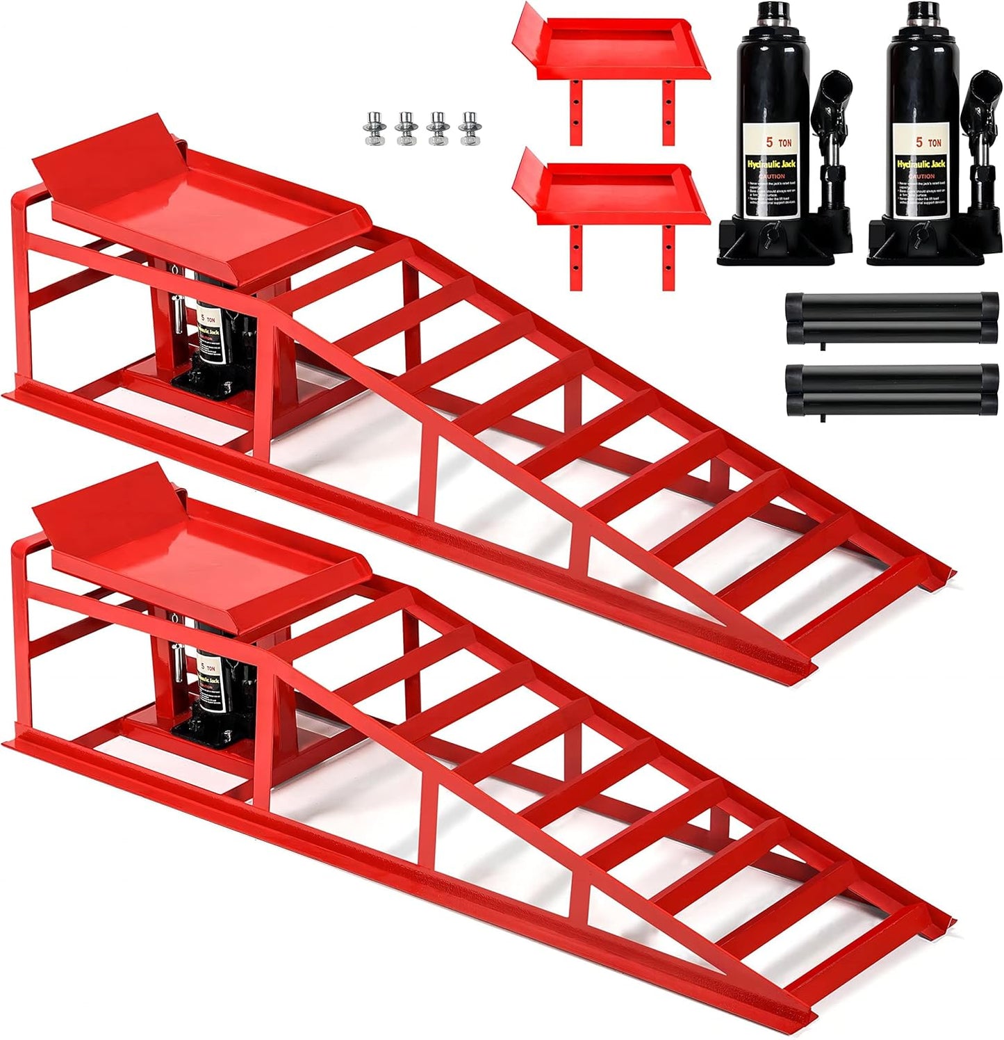 2PCS 5T Hydraulic Car Ramps, 11060lbs Heavy Duty Lift Set