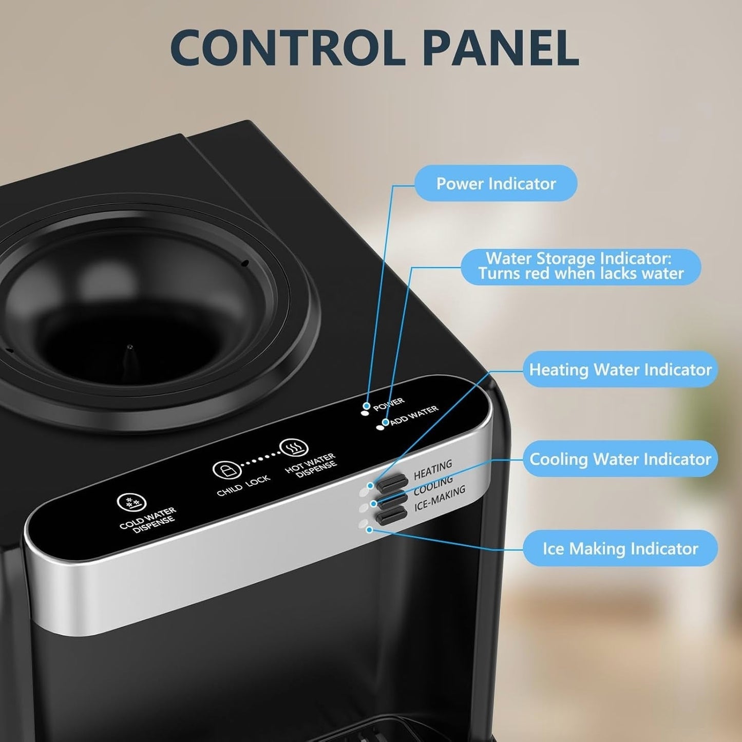 3-in-1 water dispenser and ice maker